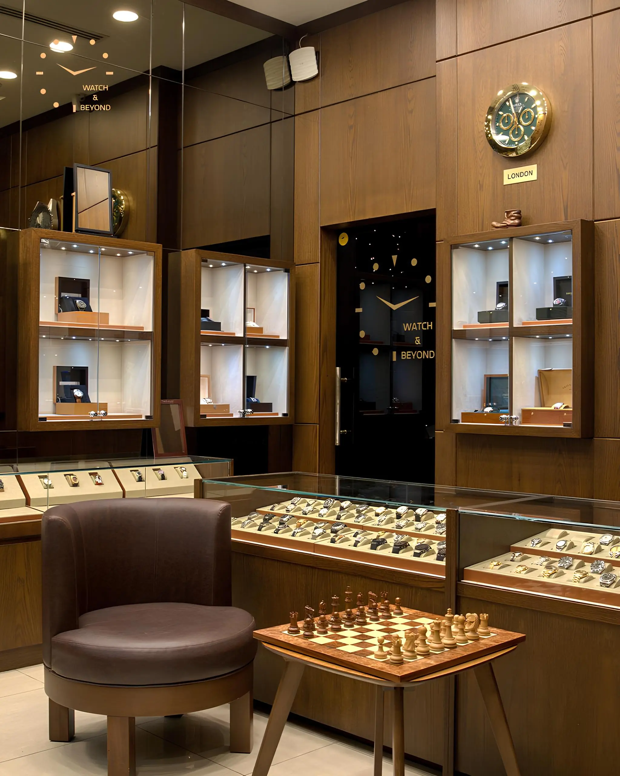 Watch & Beyond luxury store interior showcasing premium timepieces